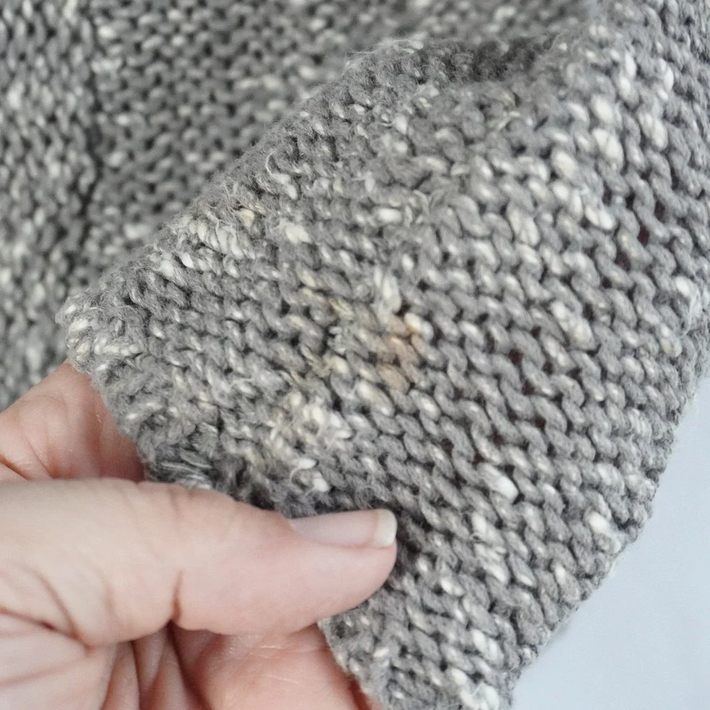 Helmut Lang Grey Marled Cotton Linen V-Neck High-Low Knit Sweater Size P - Picture 5 of 11